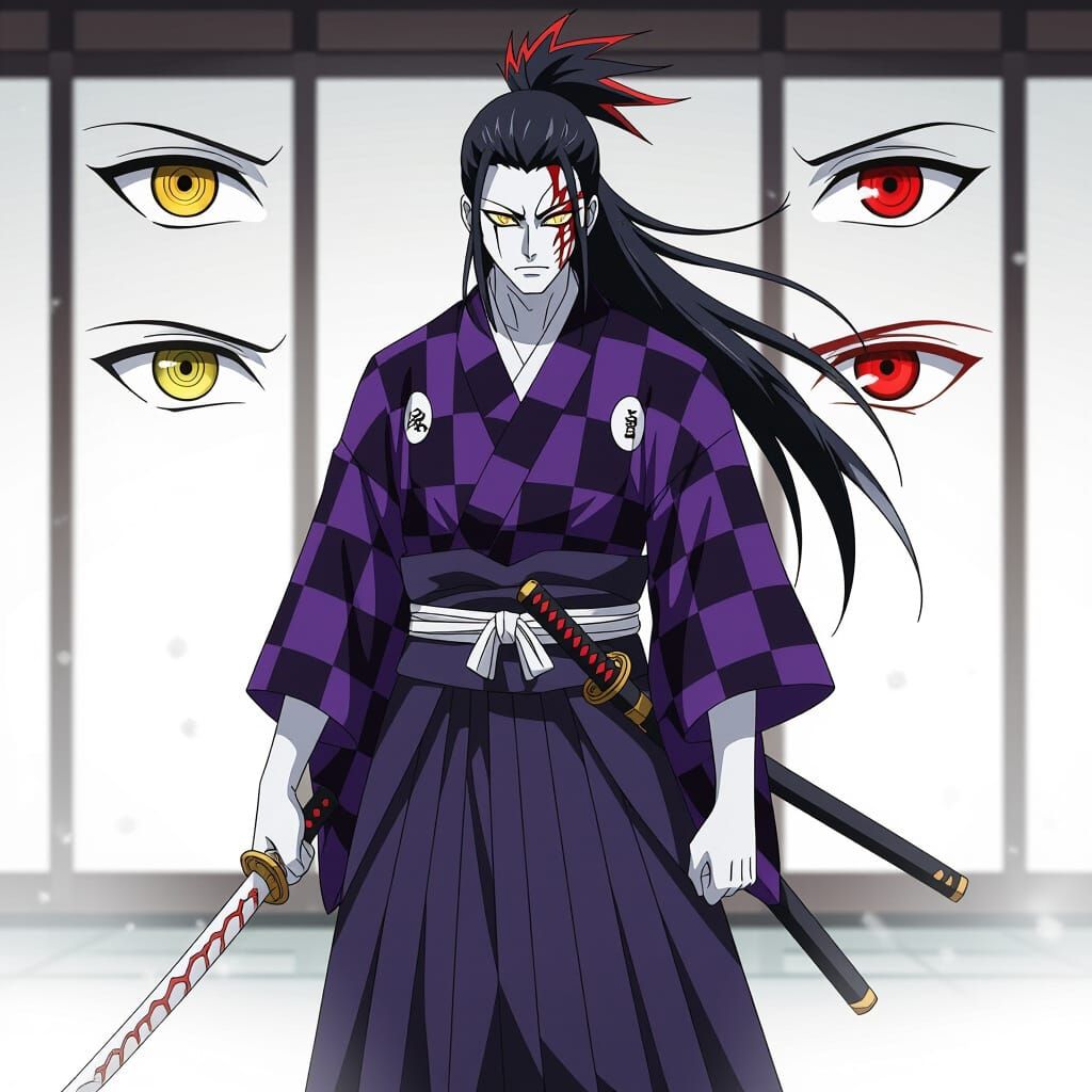 Anime Demon Warrior in Moonlight, Cel-Shaded Style