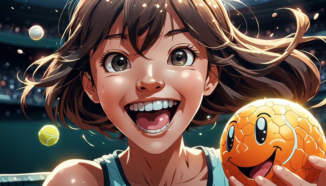 Anime Tennis Players Smiling, Cel-Shaded Style