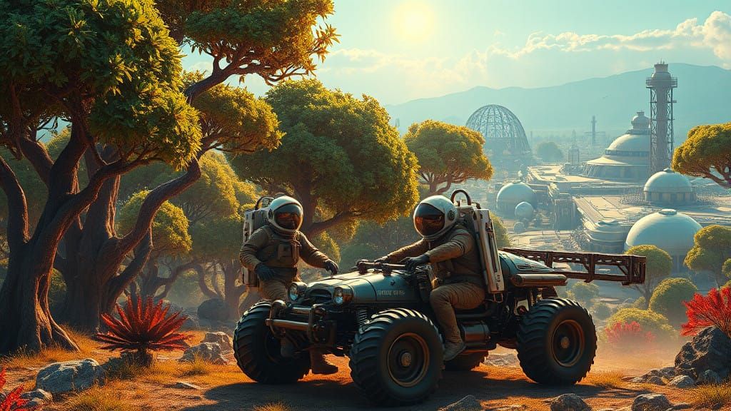 Mystical Exotic Alien World in Cyberpunk Style