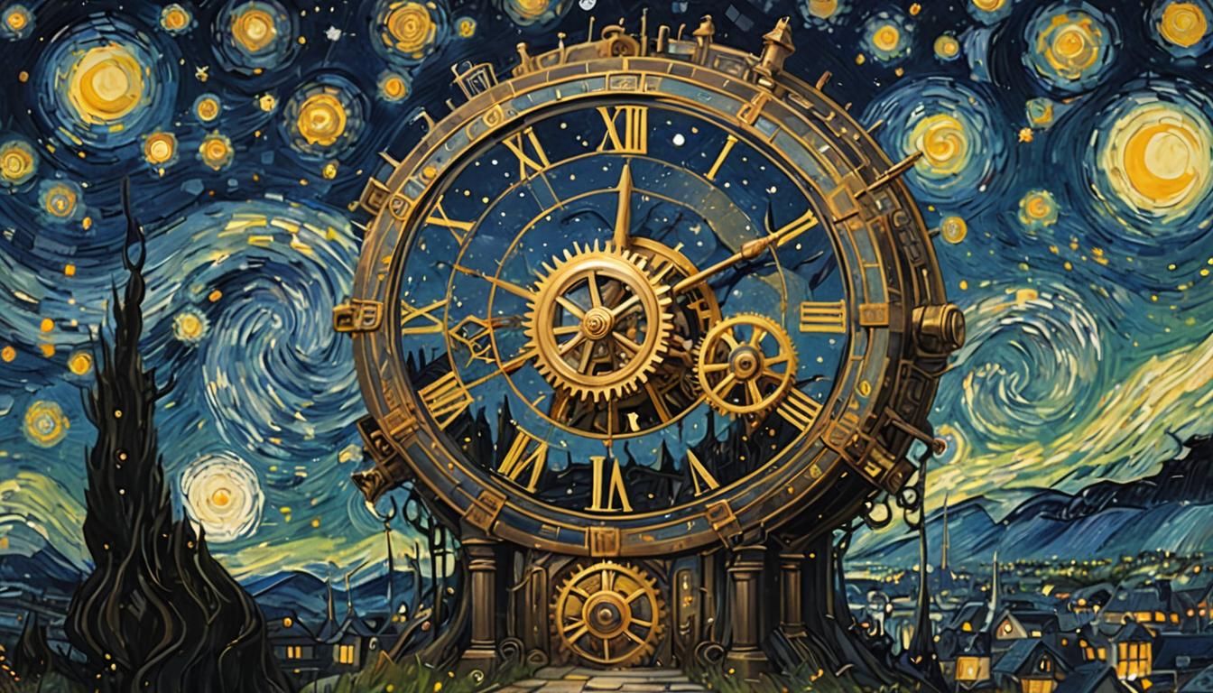 Clockwork Starry Night in Steampunk Style