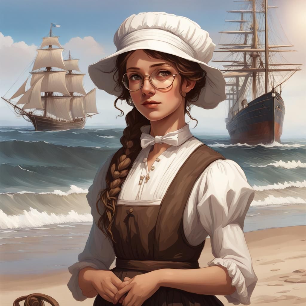 Pioneer Girl Portrait in Hyperdetailed Lighting
