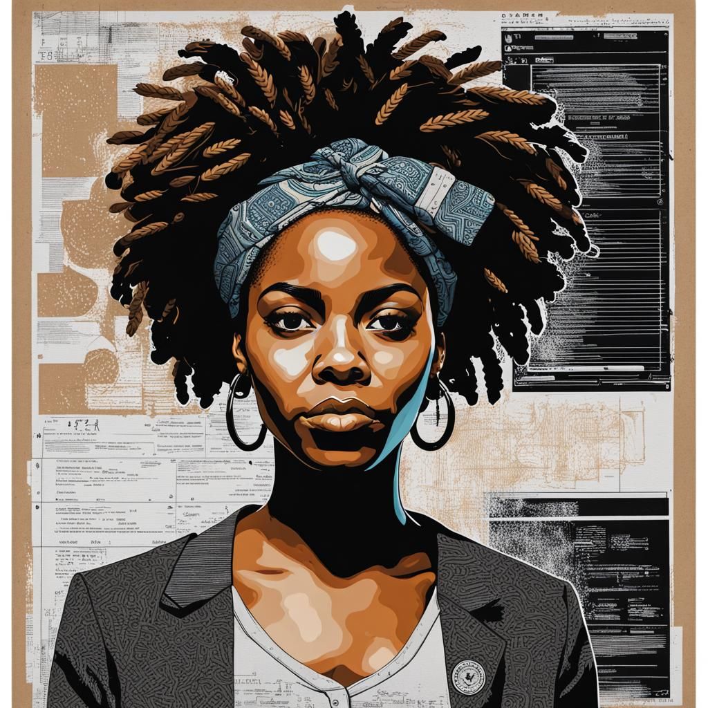 Mixed Media Portrait of a Female Programmer