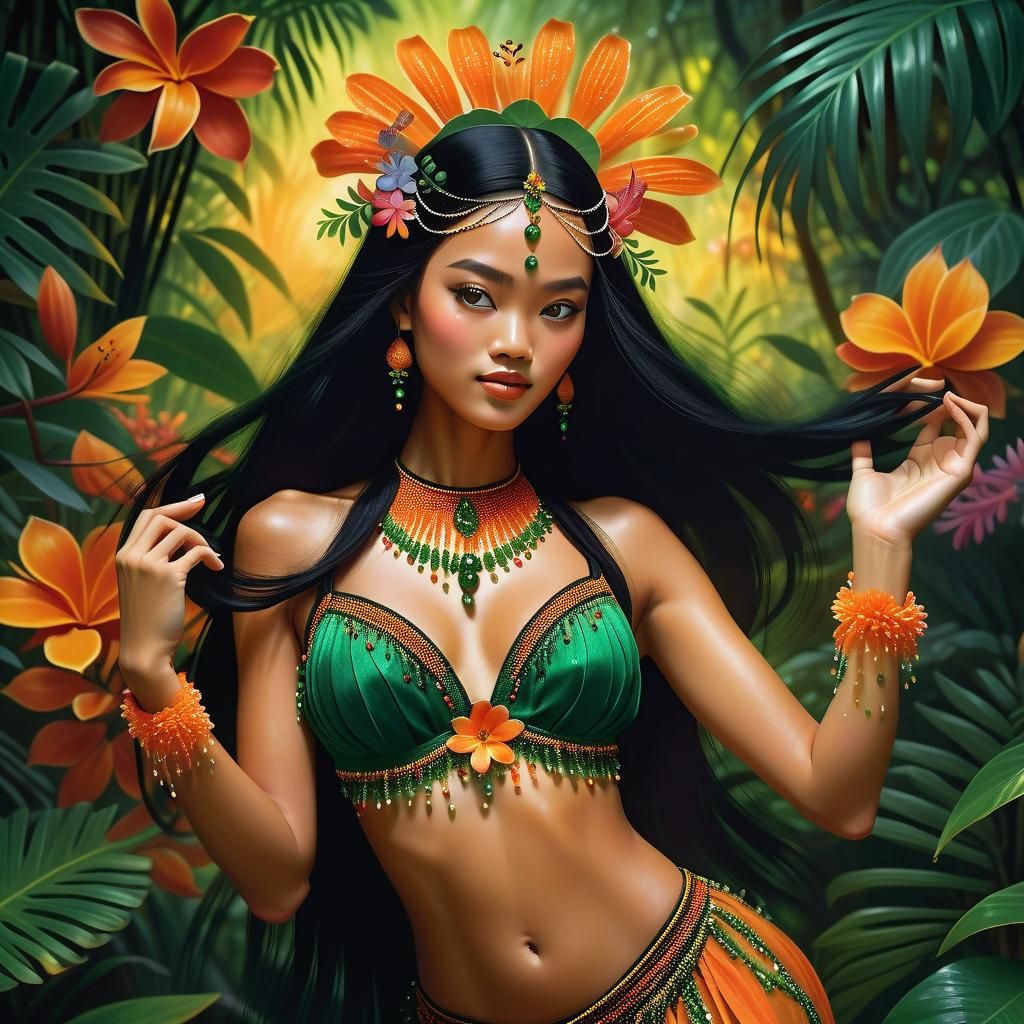 Exotic Jungle Princess in Henri Rousseau Style