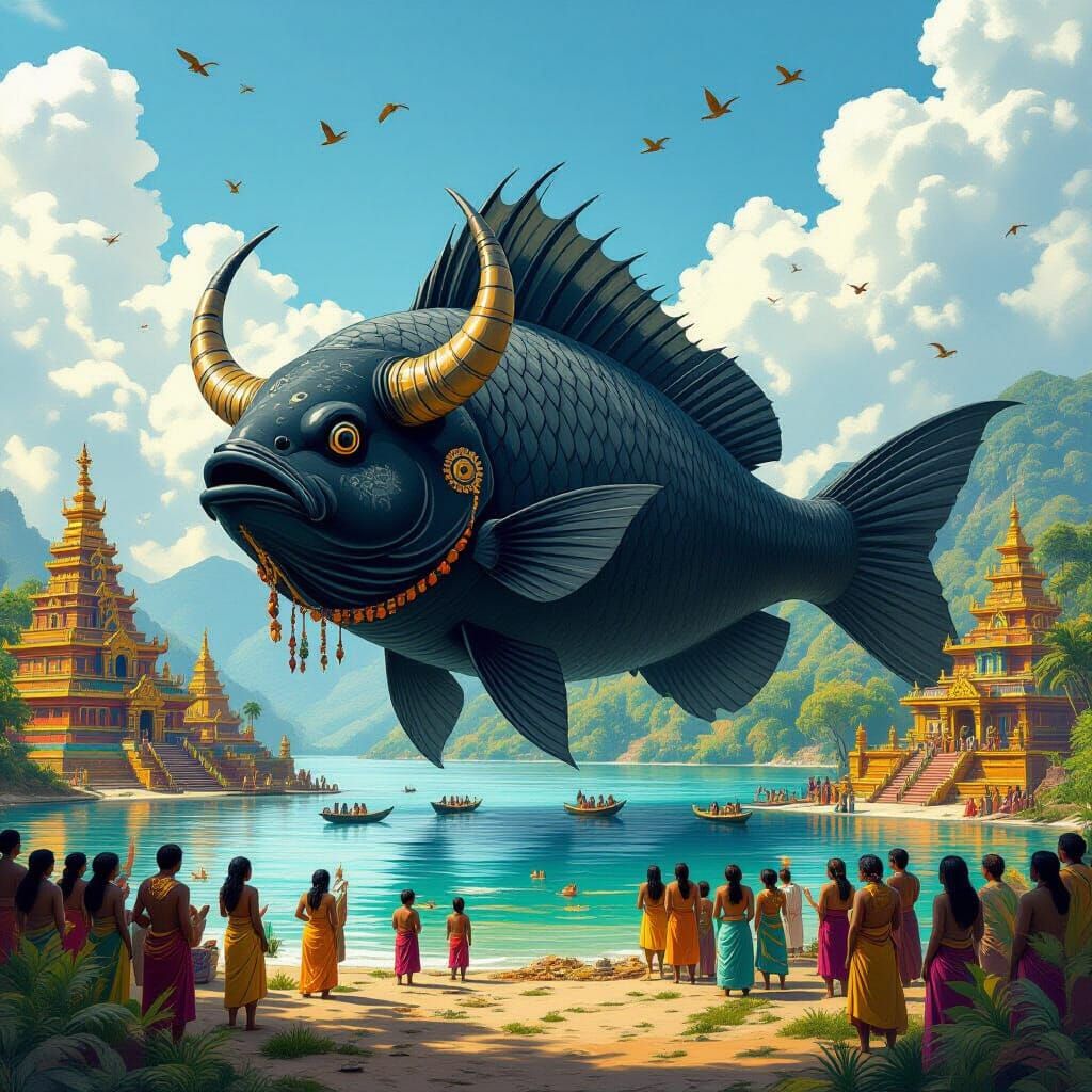 Ox-Headed Fish Deity Worshipped by Tribe
