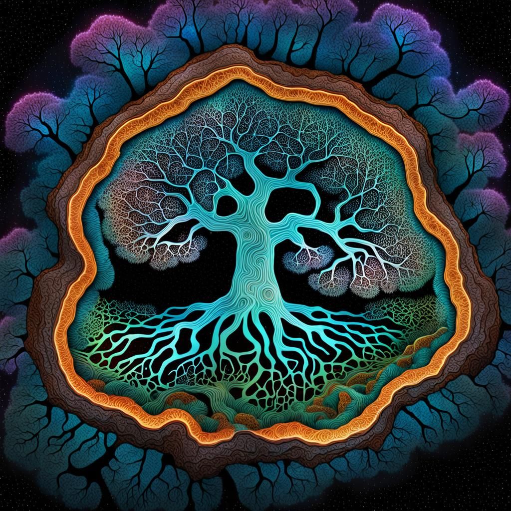 Cosmic Tree of Life: Holographic Cross-Section