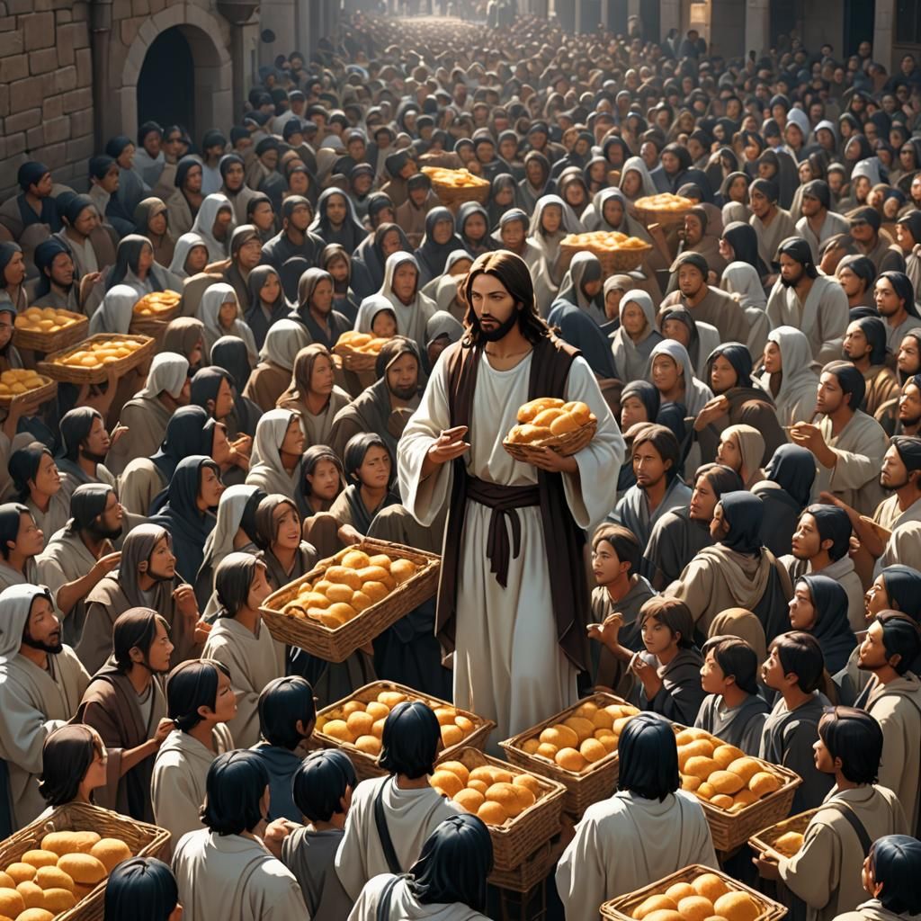 Jesus Feeds the Multitude: 3D Anime Art