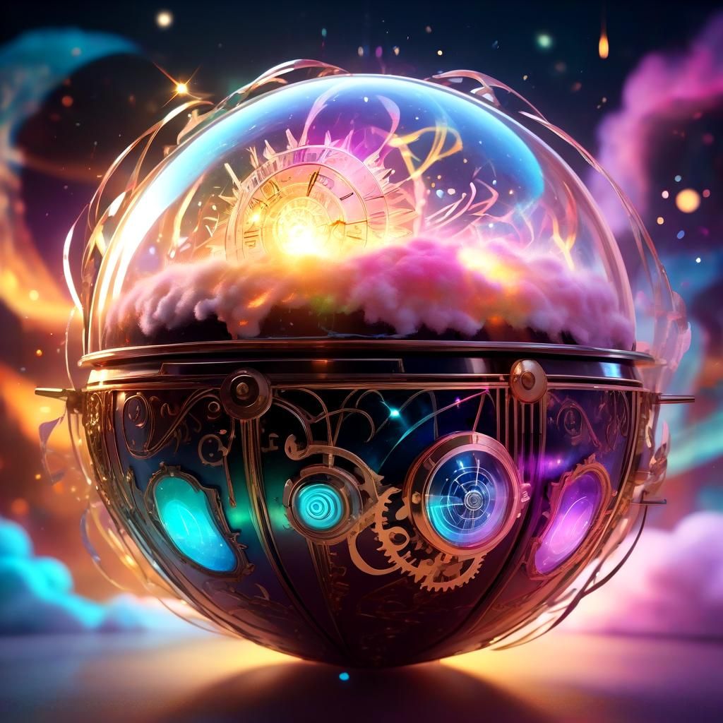 Glowing Orb with Music Notes and Clockwork