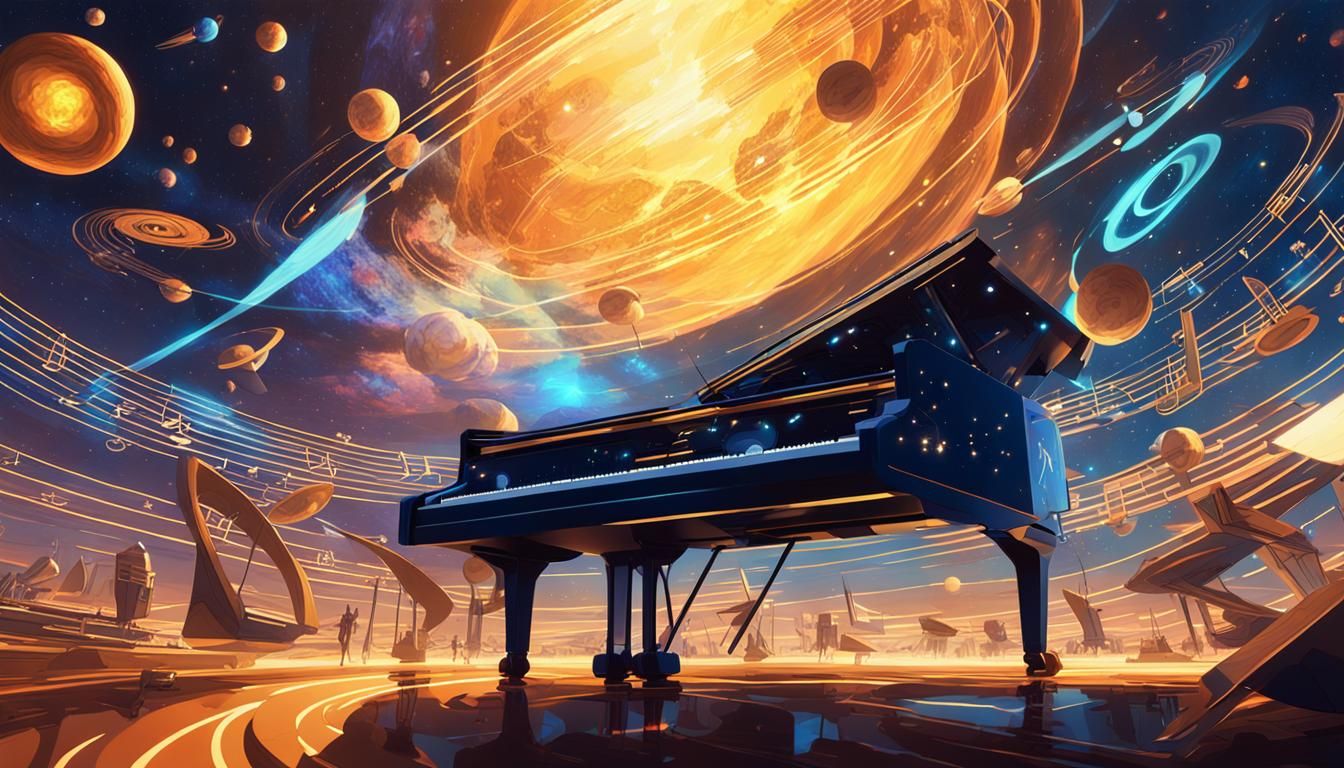 Cosmic Musical Notes Soaring to Space