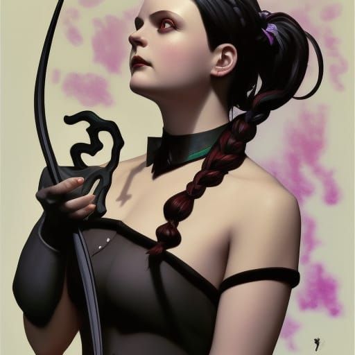 Wednesday Addams: Hyperdetailed Art Nouveau Portrait