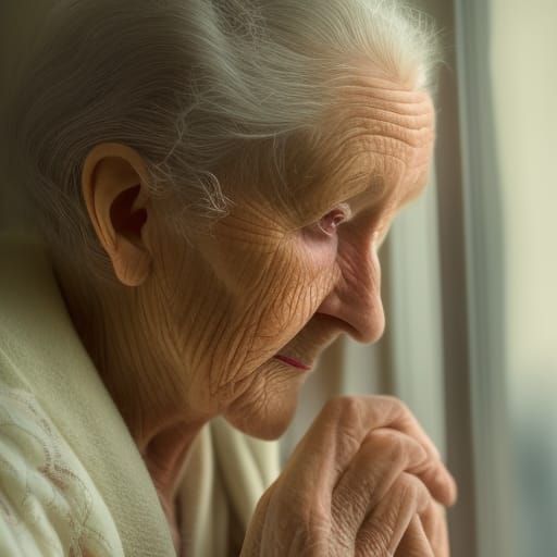 Elderly English Lady Reflecting in Mirror