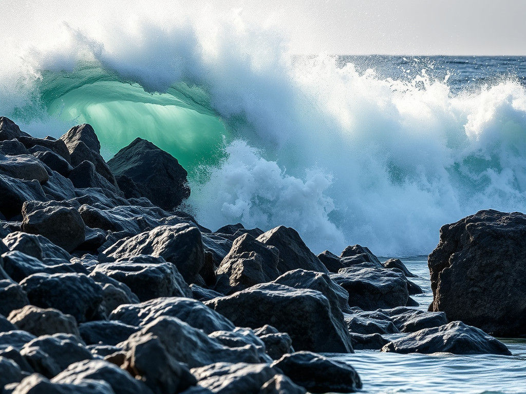 Powerful Ocean Wave Crashing in Hyper-Realistic Style