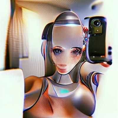 Beautiful Robot Woman Selfie
