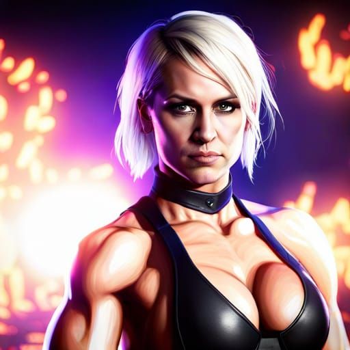 Gothic Wrestler Rhea Ripley: Detailed Matte Painting