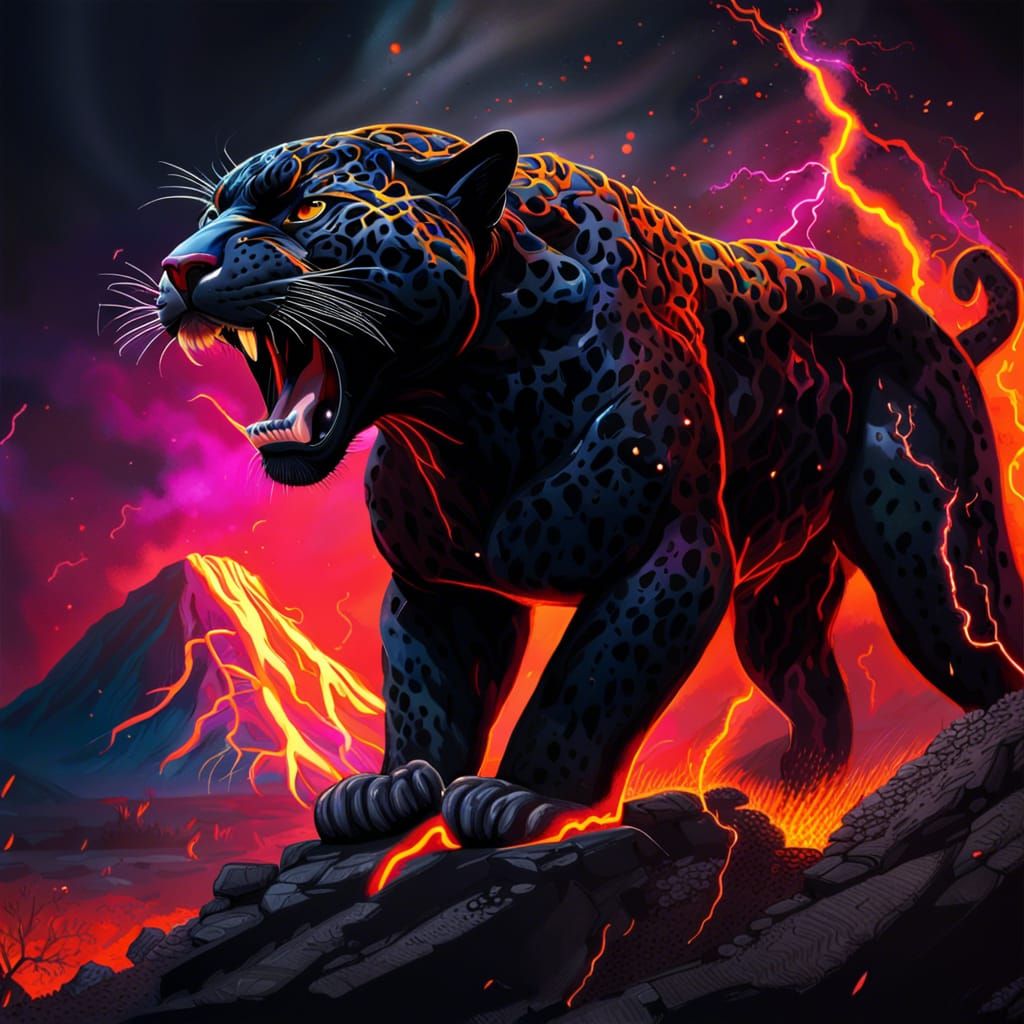 Volcanic Lightning Illuminates Black Jaguar Habitat