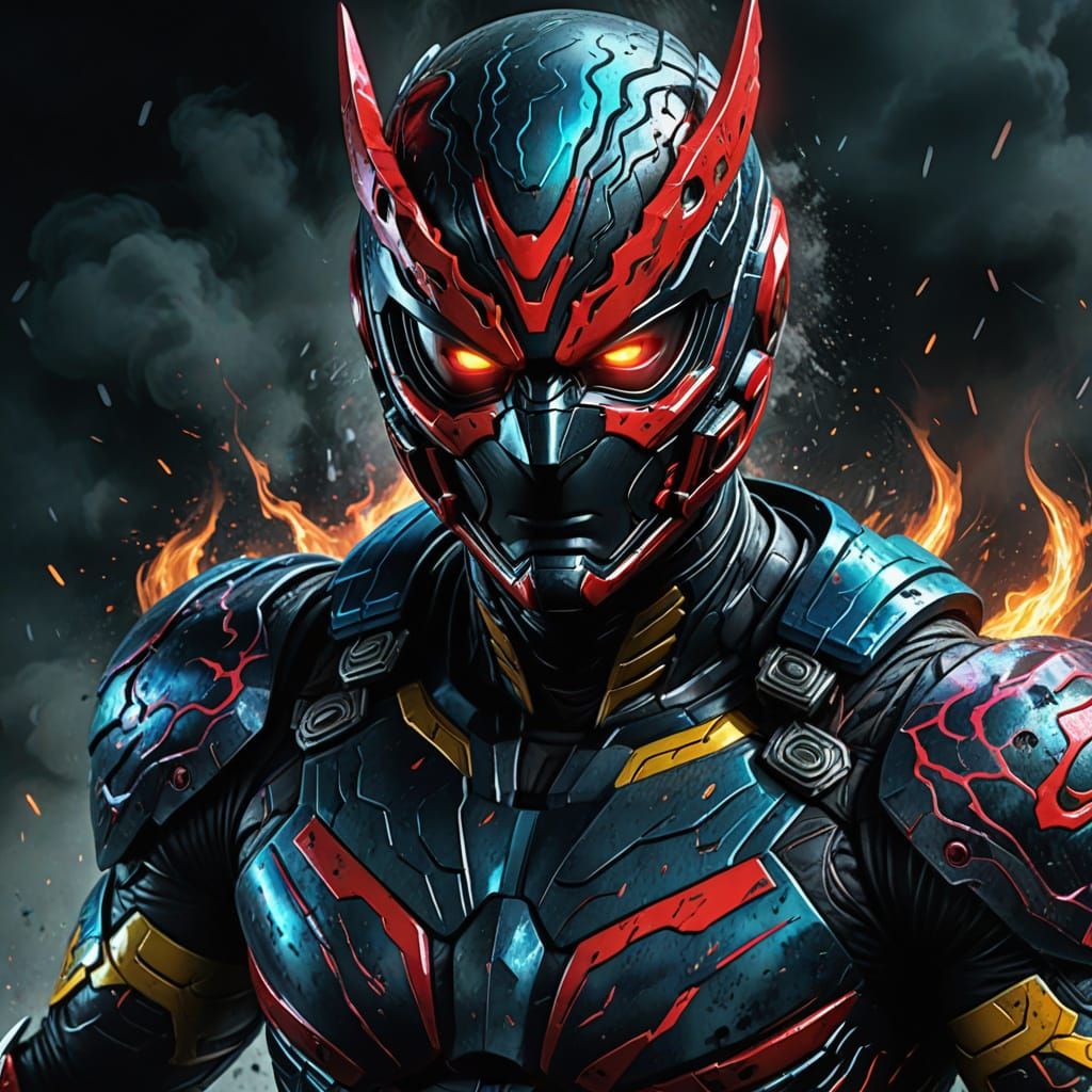 Evolt in Darkness: Dynamic Comic Book Style Illustration