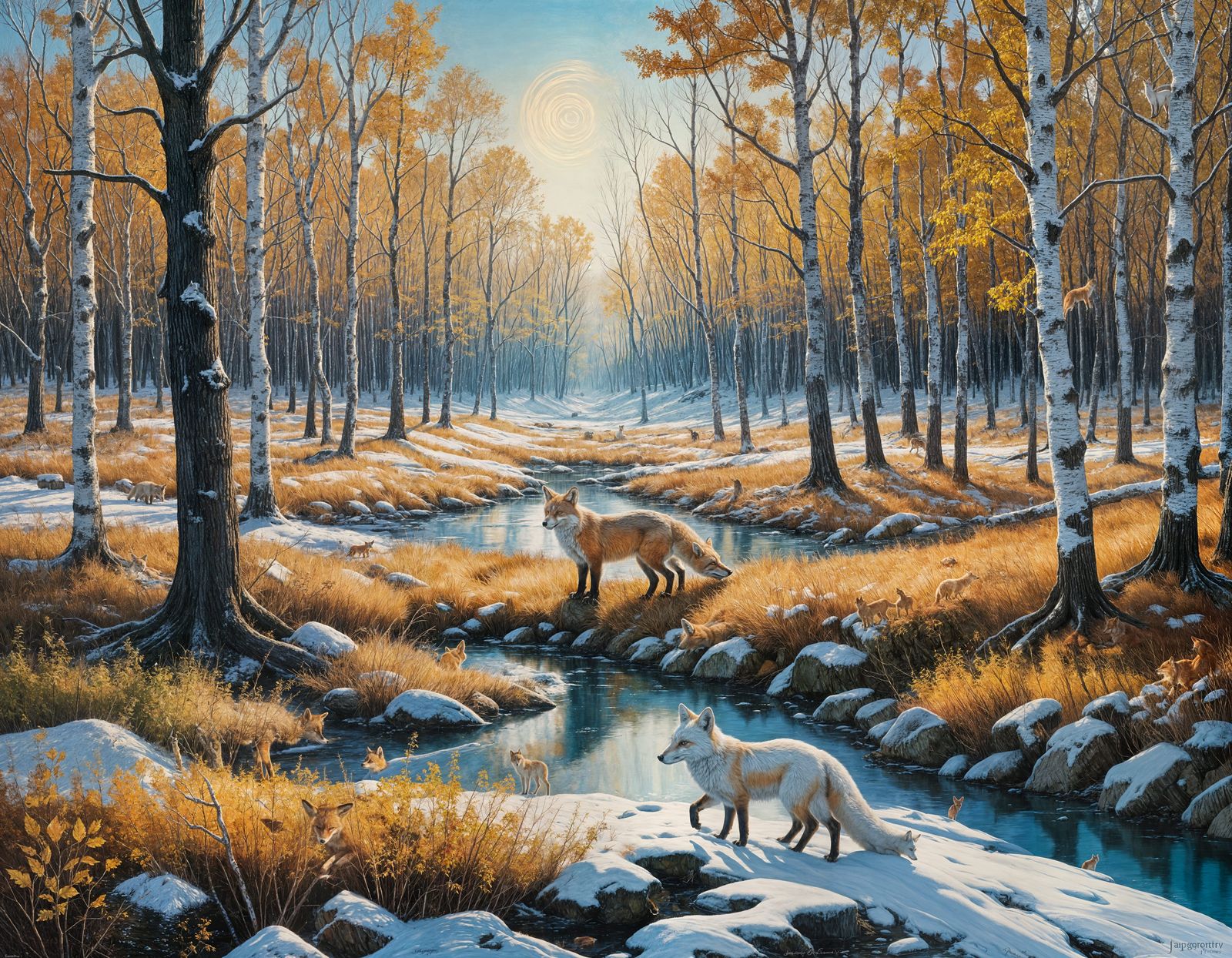 Autumn Meets Winter: Fox in Changing Landscapes