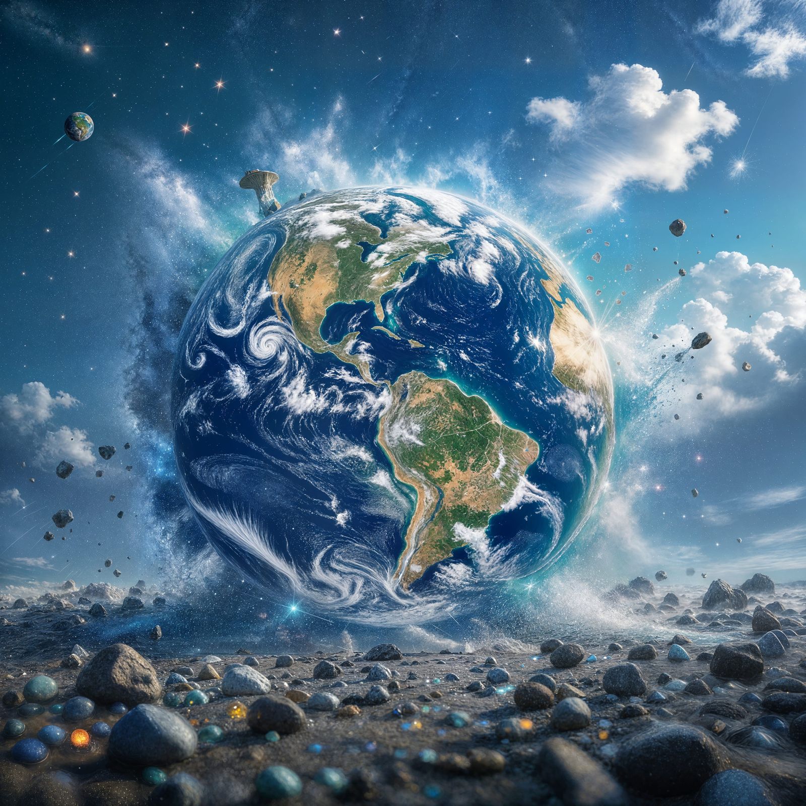 Celestial Sky Merges with Earth in Cosmic Dance