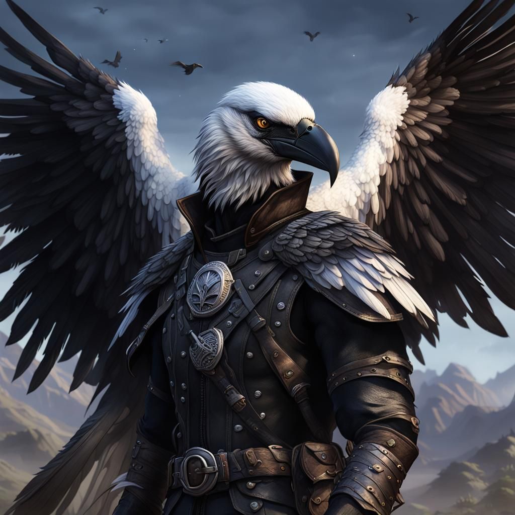 Aarakocra Ranger Portrait in Dark Fantasy Style