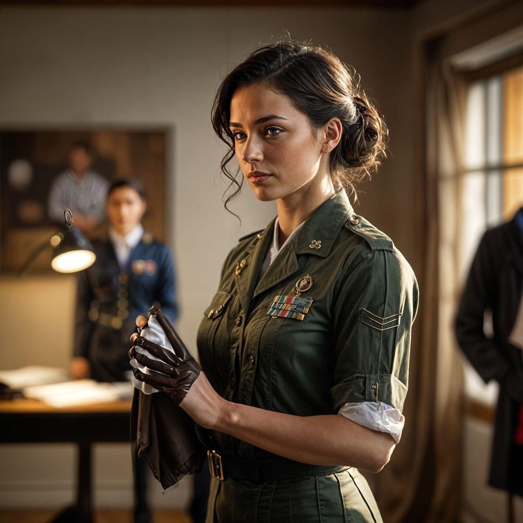 Elderly Woman About to Wear Grocery Store Uniform