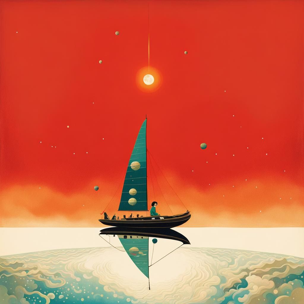 Girl in Space in Modern Japanese Style