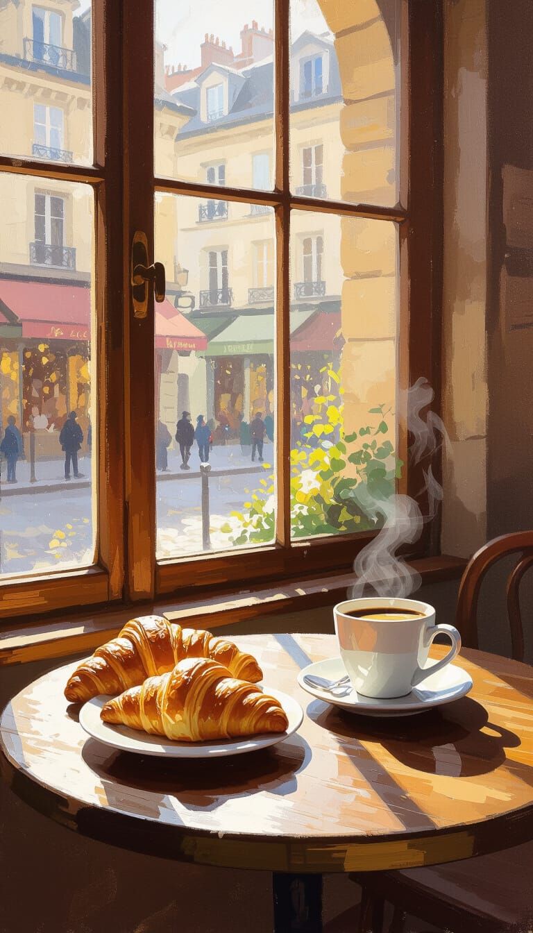 Cozy European Cafe Interior in Morning Sunlight