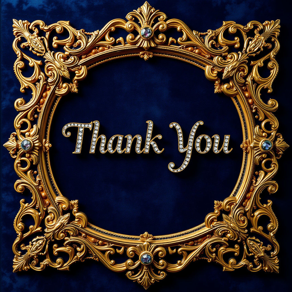 Ornate Jeweled "Thank You" in Baroque Style