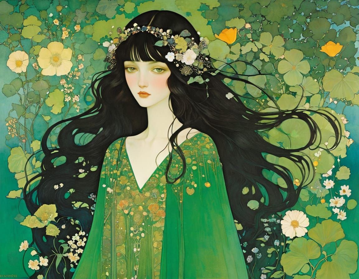 Lush Summer Green Illustration in Triadic Colors