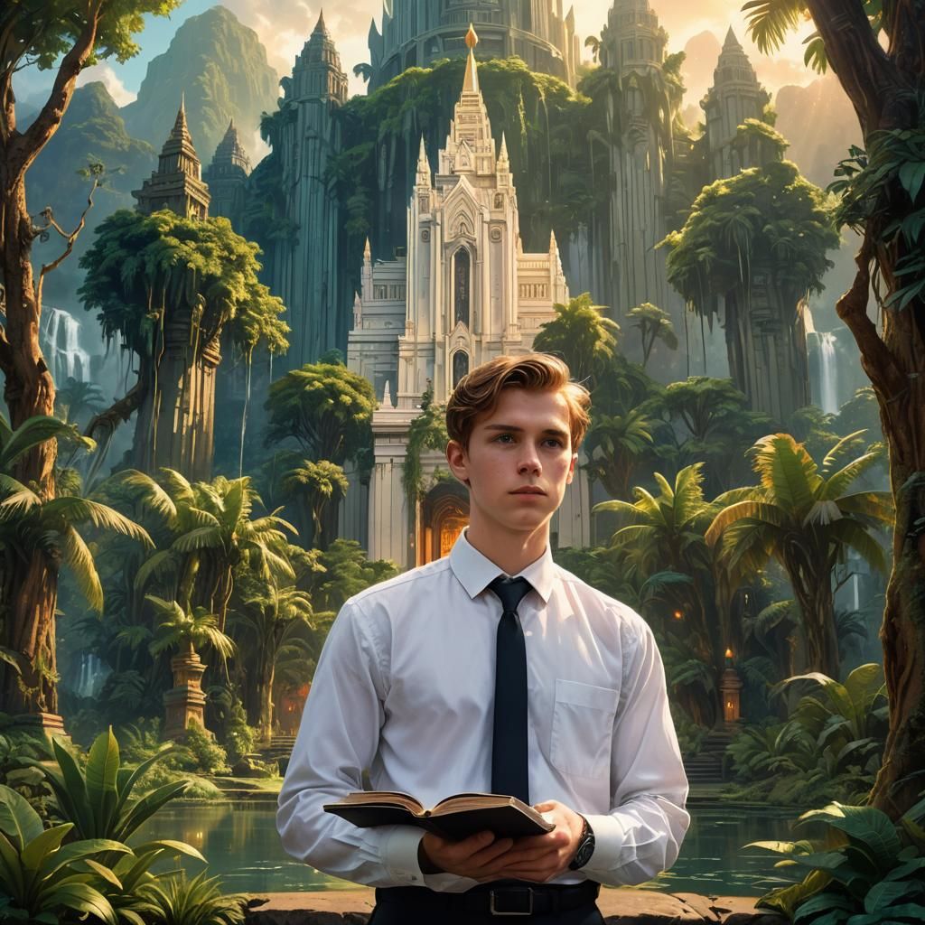 Missionary in Jungle Temple: Hyper-Realistic Concept Art