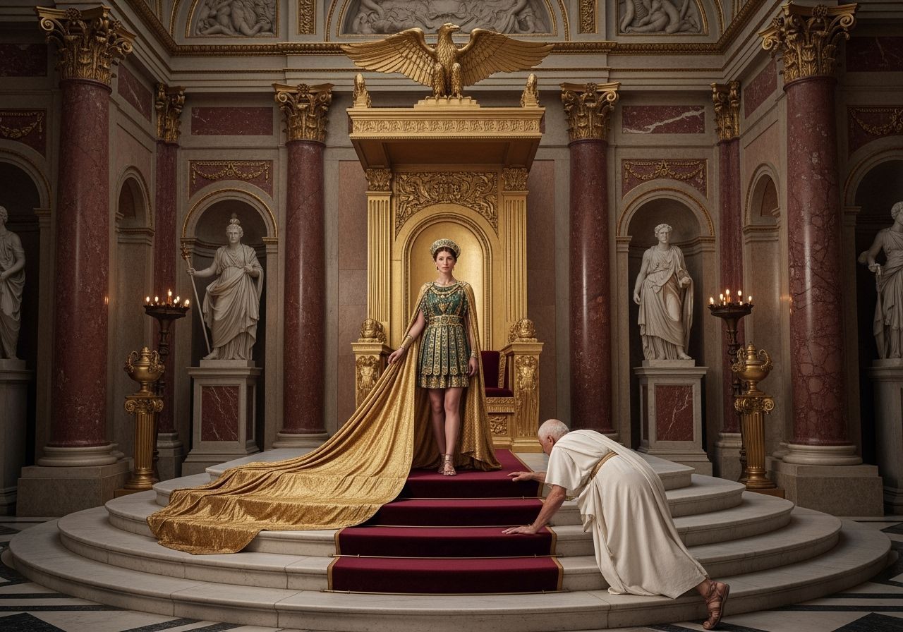 Empress Messalina on her Throne in Opulent Roman Setting