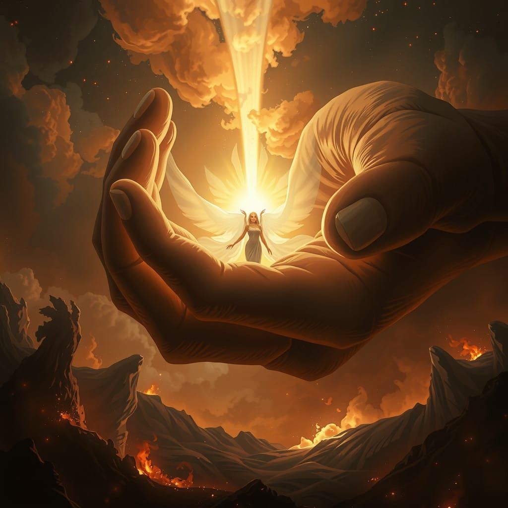 Ethereal Goddess in Divine Hands