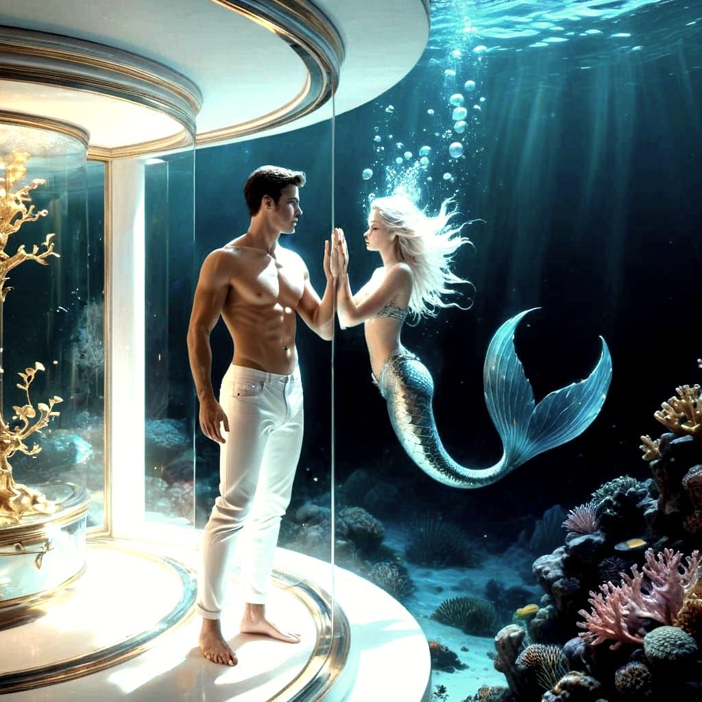 Underwater Encounter: A Surreal Digital Oil Painting