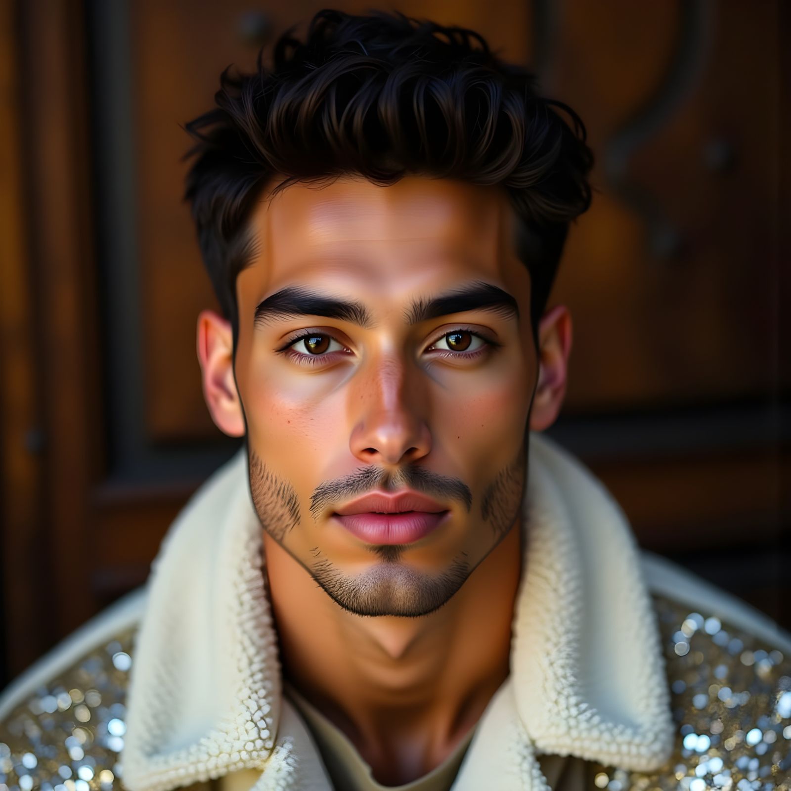 Asian Man in Sequined Jacket Portrait