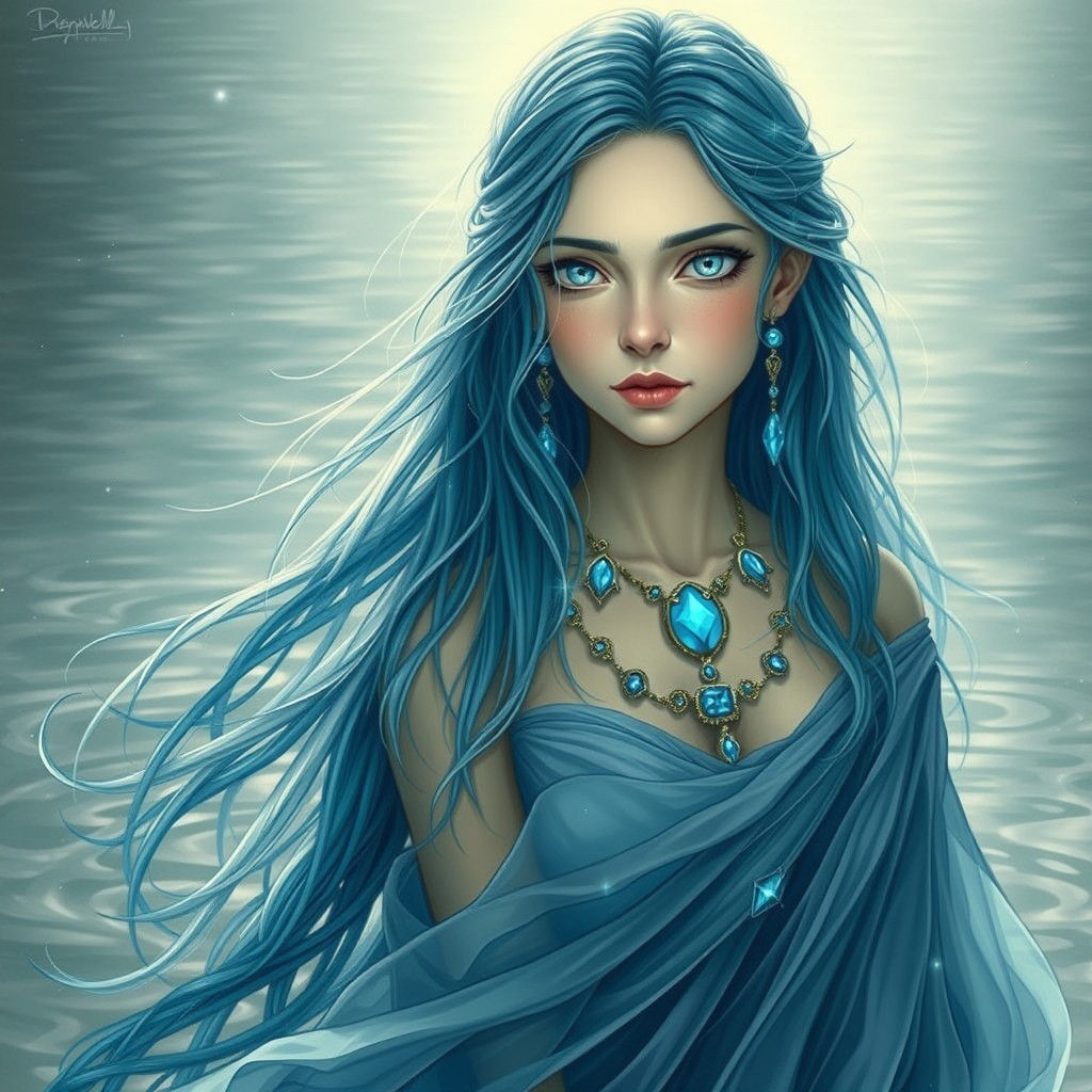 Ethereal River Spirit in Gustave Doré Style