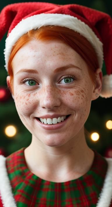 Festive Portrait of Redhead with Christmas Theme