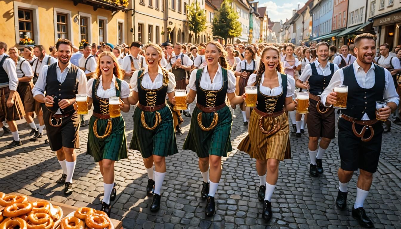 Oktoberfest Parade in Oil Painting Style