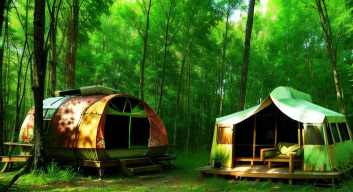 Free-Spirited Hippie Commune in Vibrant Colors