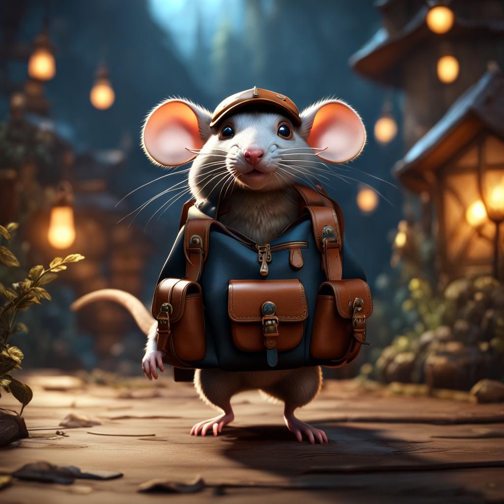 Cute Adventurer Rat in Detailed Fantasy Concept Art