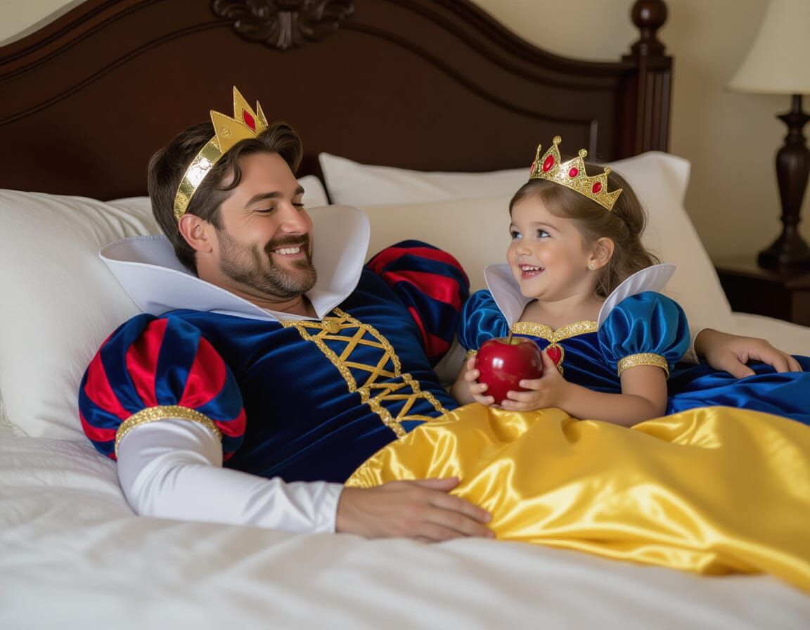 Father and Daughter in Snow White Fairytale Scene