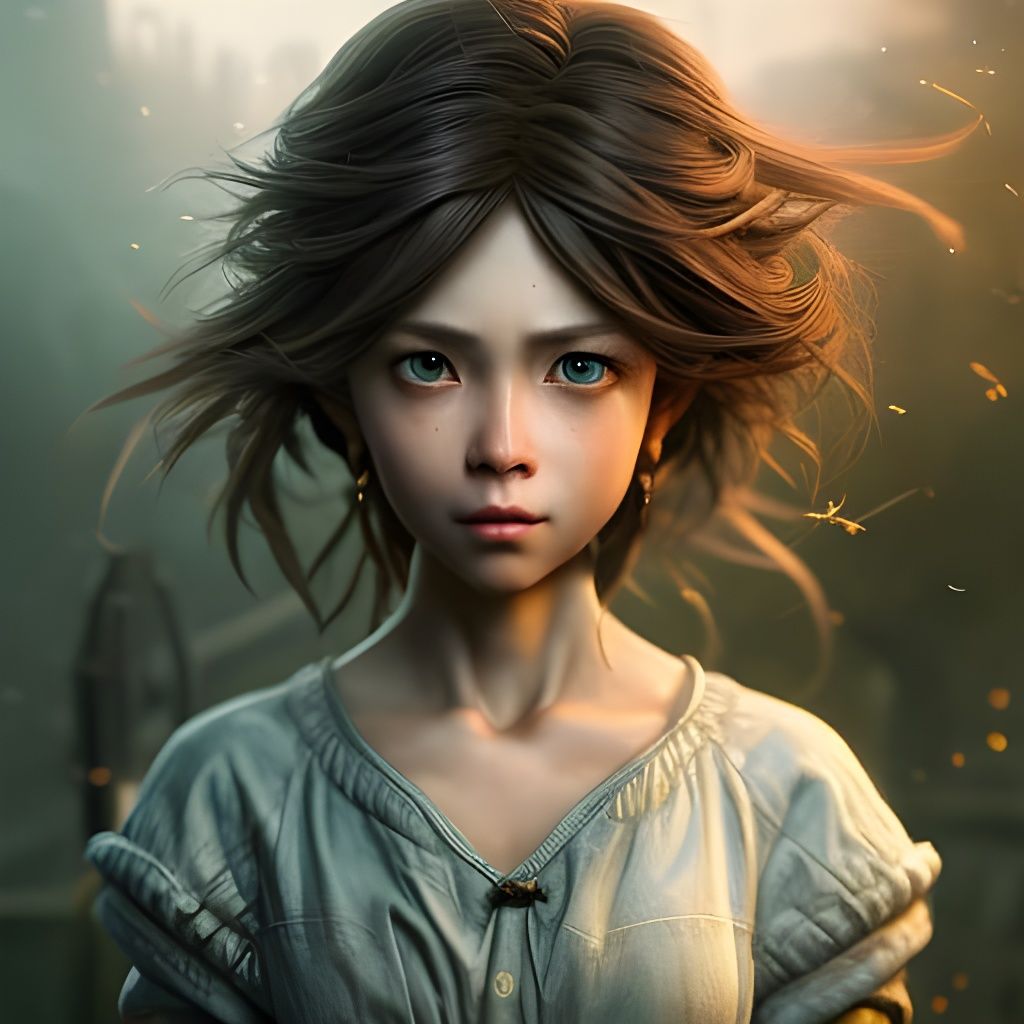 Friendly Chibi Gnome Girl Portrait in Pop Art Style