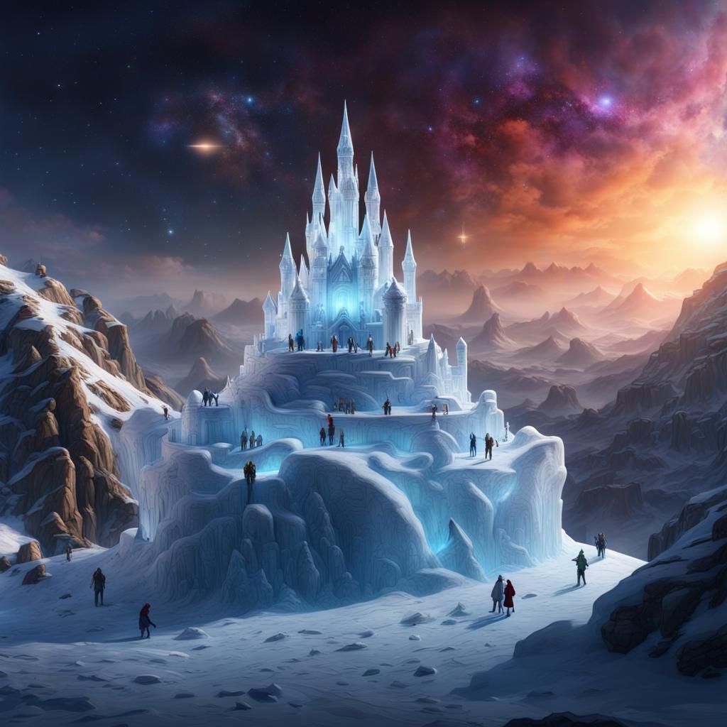 Galactic Ice Castle Sculpture: Fantasy Concept Art