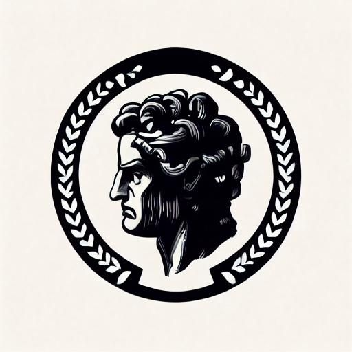Stoic Philosopher Silhouette with Laurel: Hyperrealistic Art