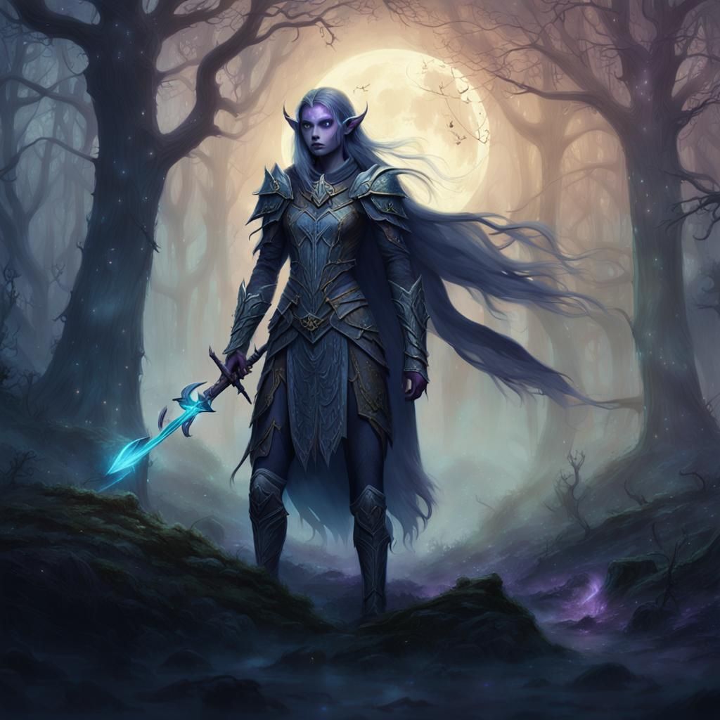 Elf Graveknight in Misty Forest Concept Art
