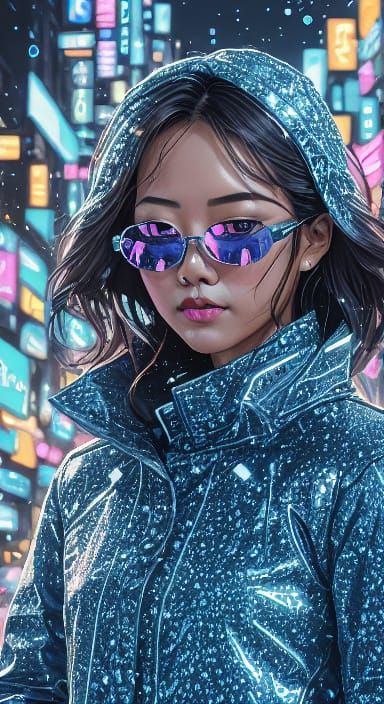 japanese cyberpunk in the rain