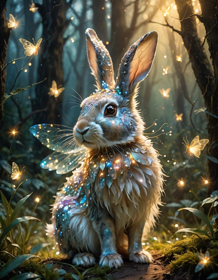 Ethereal Fairy Rabbit in Enchanted Forest