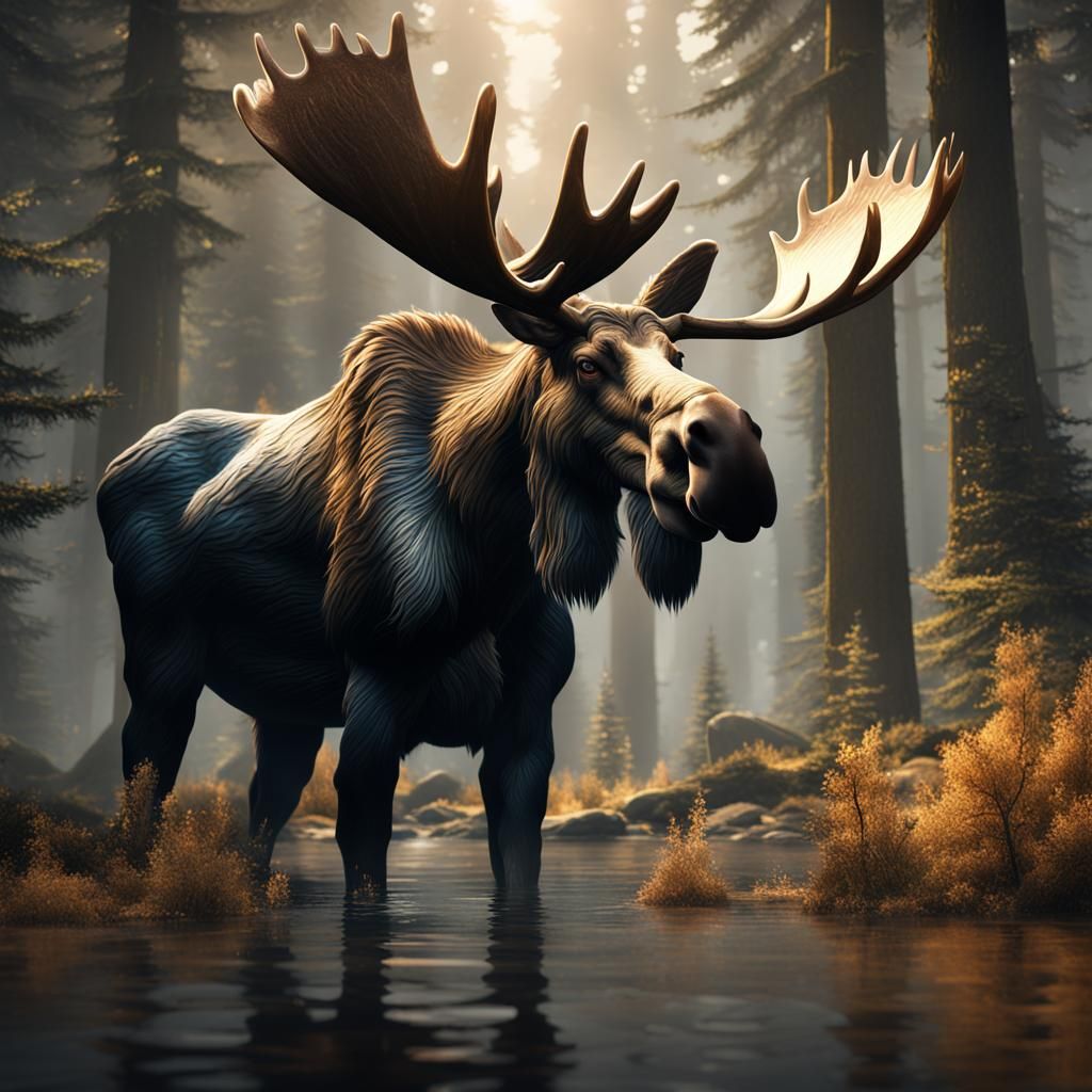 Fantastical Moose: Detailed Matte Painting