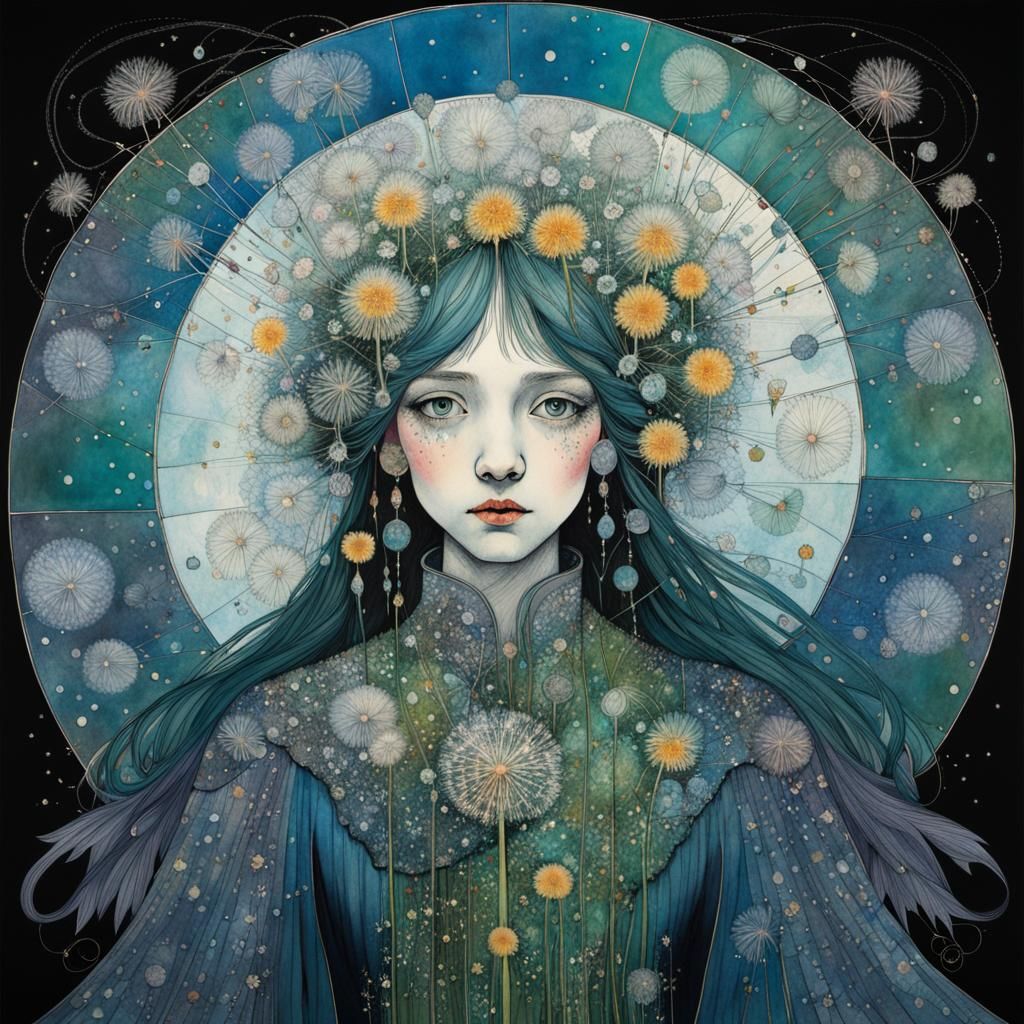 Dandelion Fairy in Art Nouveau Style