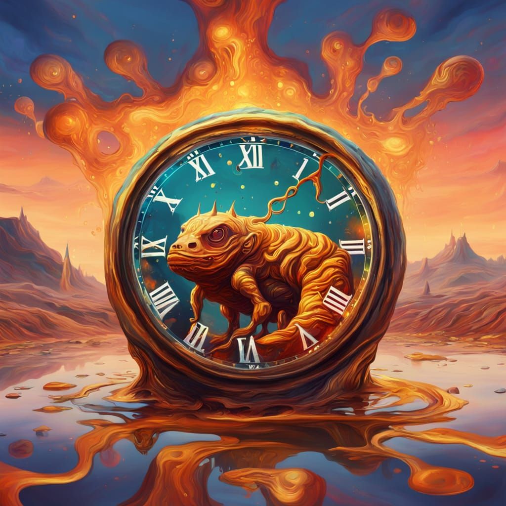 Dreamlike Fantasy Creature in a Melting Landscape