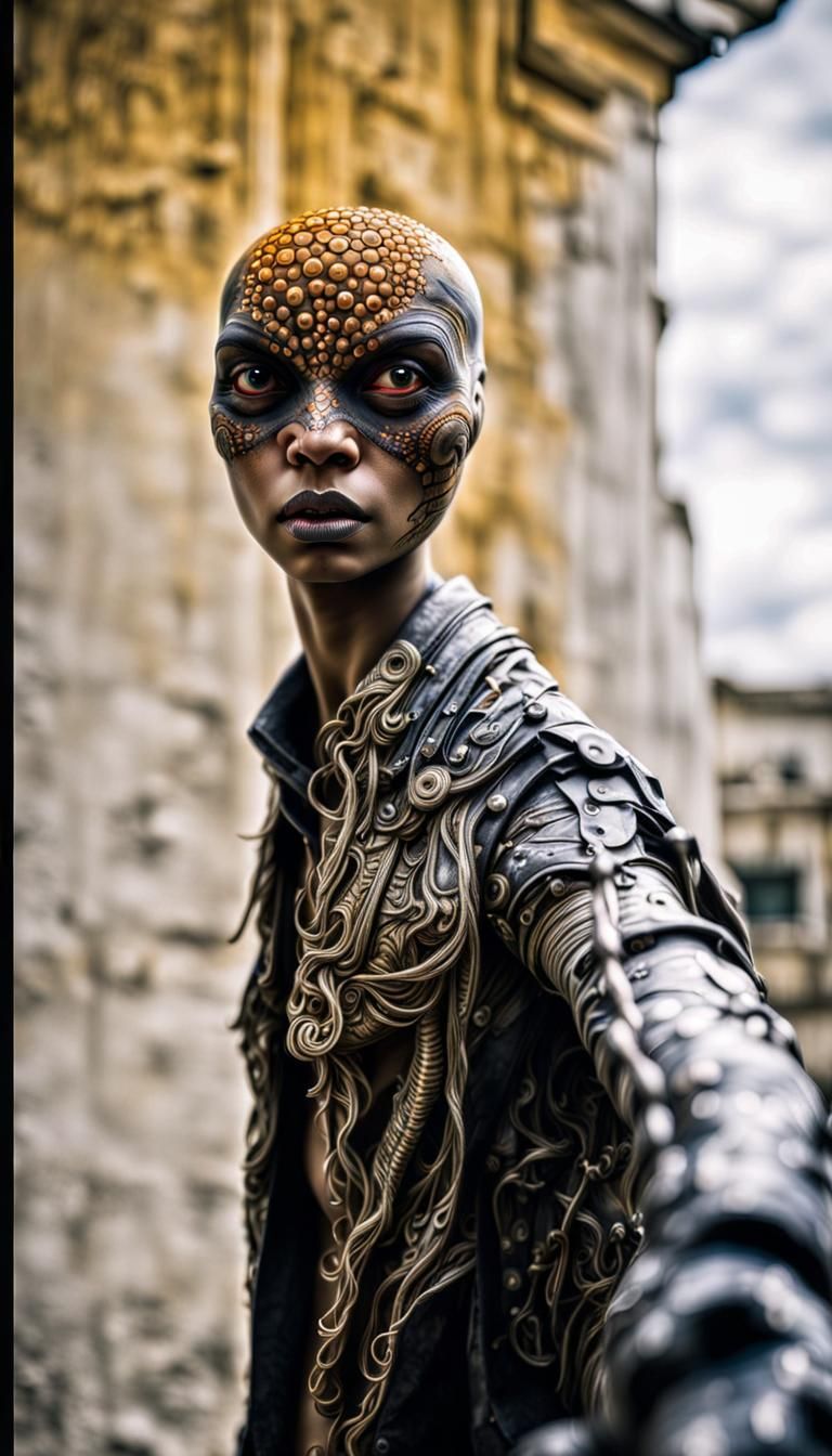 Photorealistic Aliens in Exotic Fashion, Detailed Photograph...