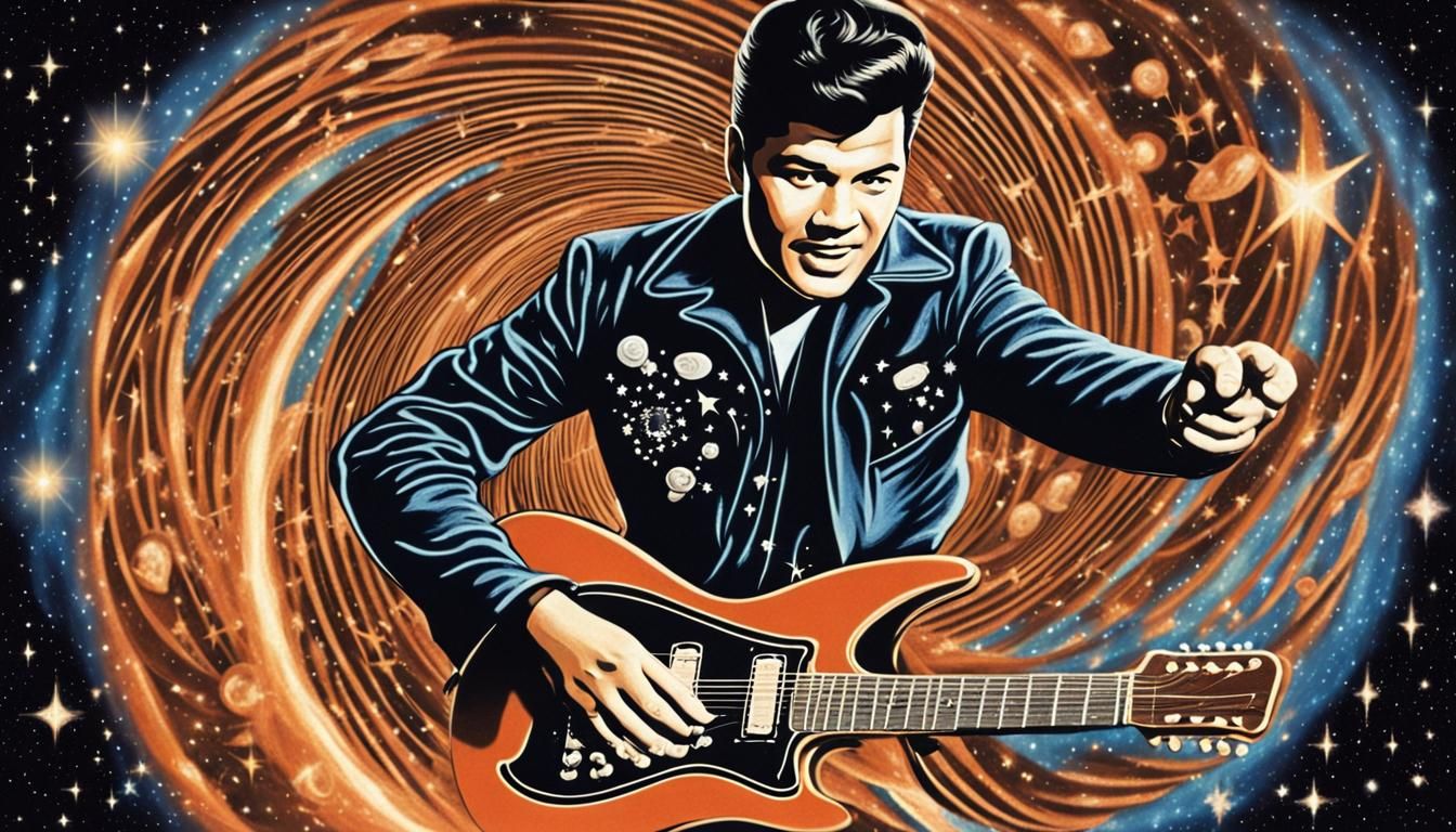 Musician Flies Guitar Through Cosmic Energy Vortex