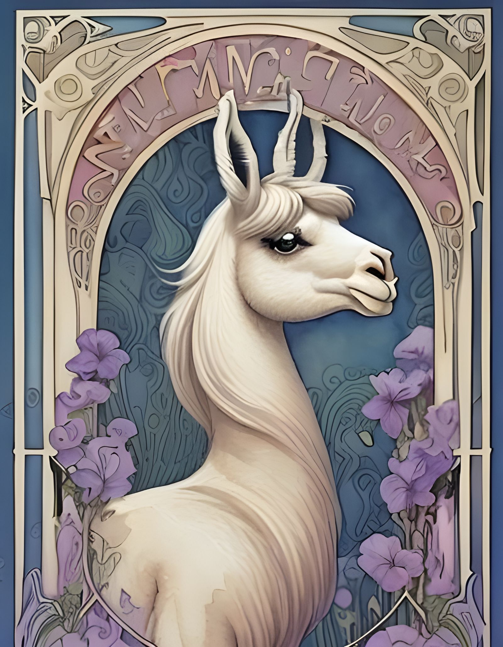 Art Nouveau Drama Llama Text Illustration